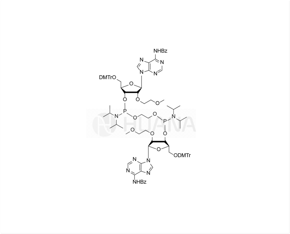ธาติน-1,2-di ((5'-O-DMTr-2'-O-MOE-rA ((Bz)-3'-oxy) -bis ((diisopropylphosphoramidite)