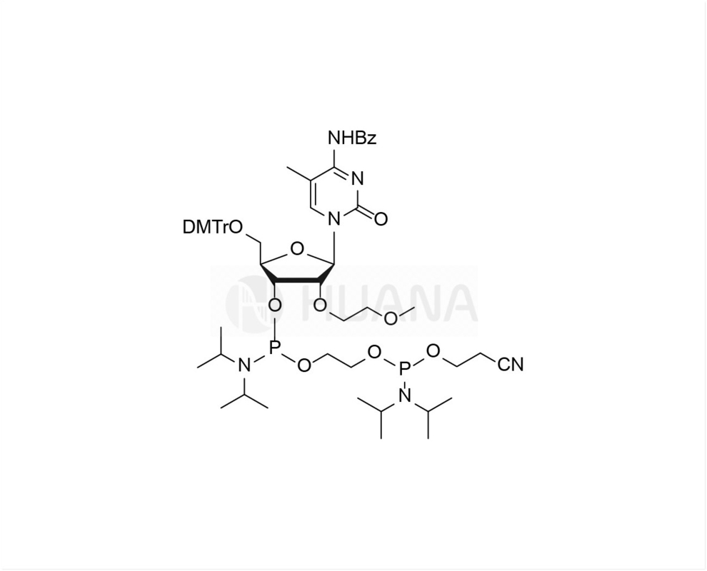 5'-O-DMT-2'-O-MOE-5-Me-rC(Bz)-3'- ((2-ไซโนเอธอ็กซี่) ((ไดโซพรอพิลามิโน) ฟอสโฟรามิไดต์) -เอธีลไดโซพรอพิลฟอสโฟรามิไดต์